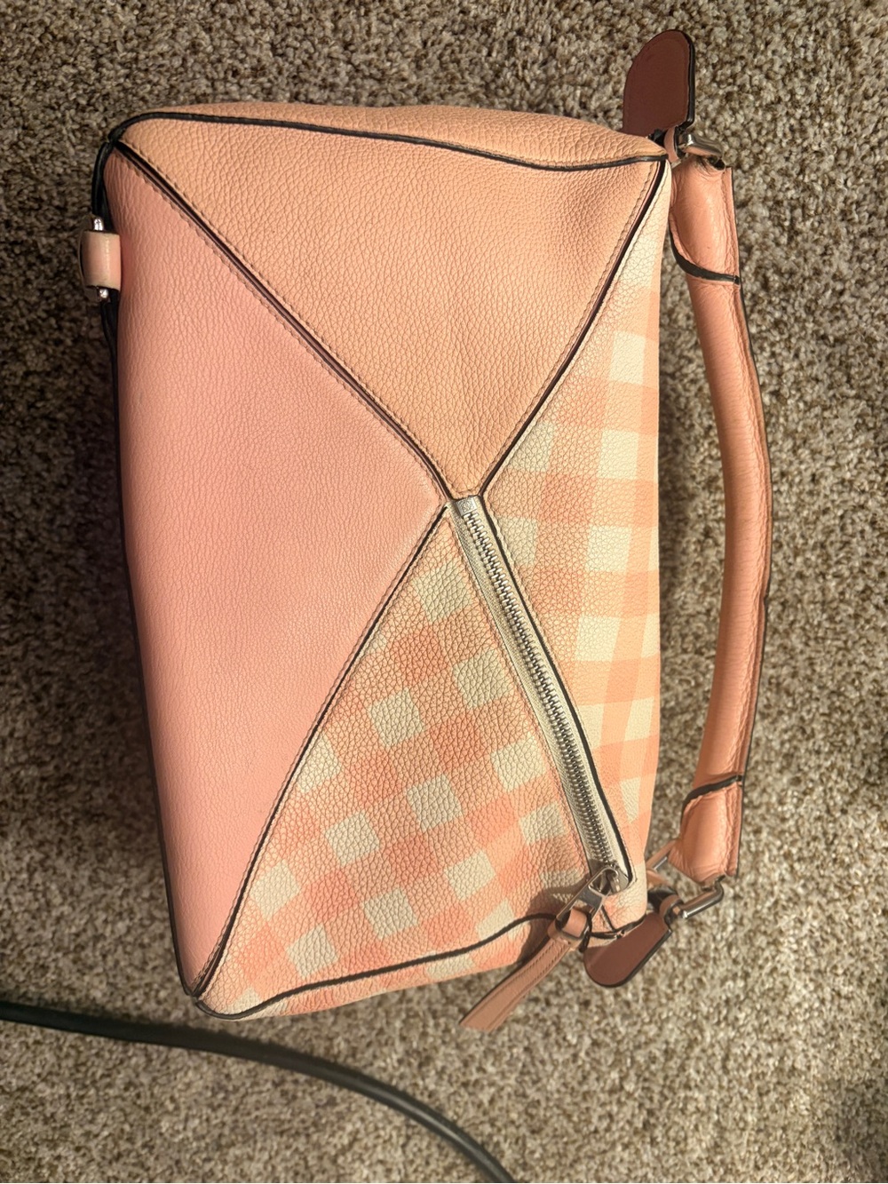 Loewe Pink Gingham Leather Crossbody Bag